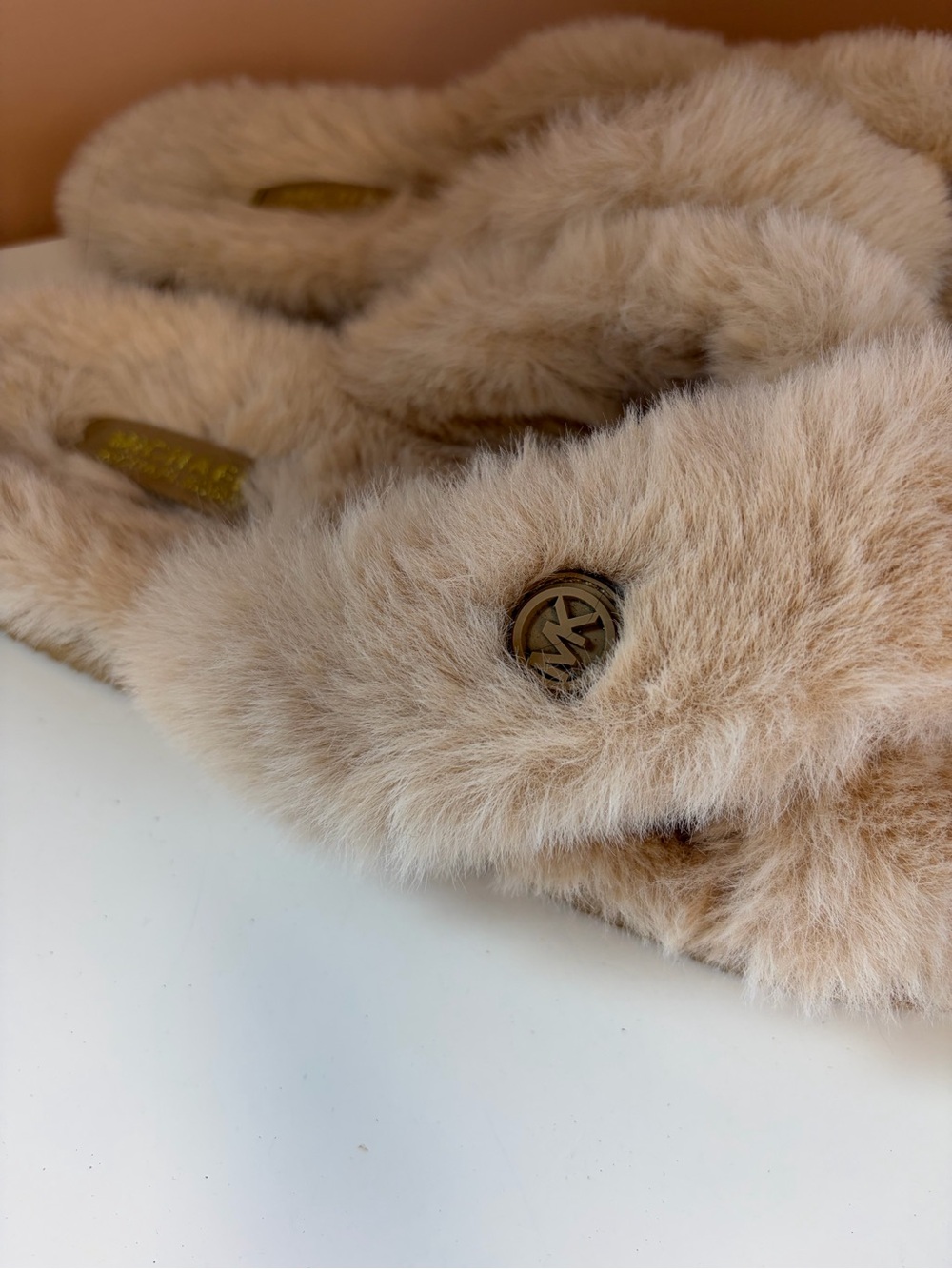 Like New! Michael Kors Lala Fur Slides - Picture 2 of 5